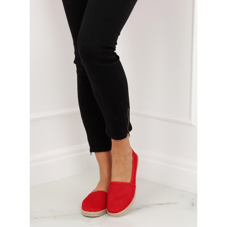 Espadriller gjorda av rött nät JX1029 Röd 2