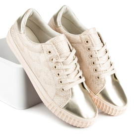 Sneakers med glänsande tå brun 2