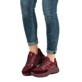 Burgundy sneakers på plattformen röd 1