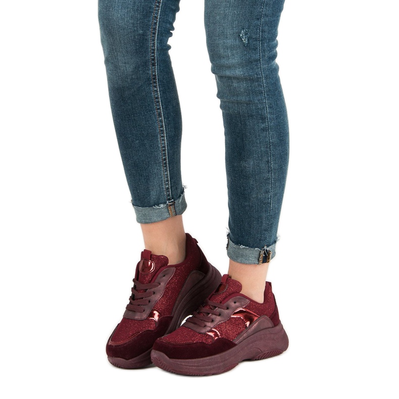 Burgundy sneakers på plattformen röd 1