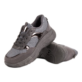 Glitter sneakers på plattformen grå 1