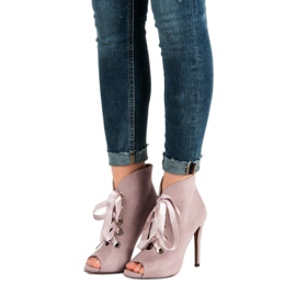 Bestelle Knutna stövlar med öppen tå purpur 1