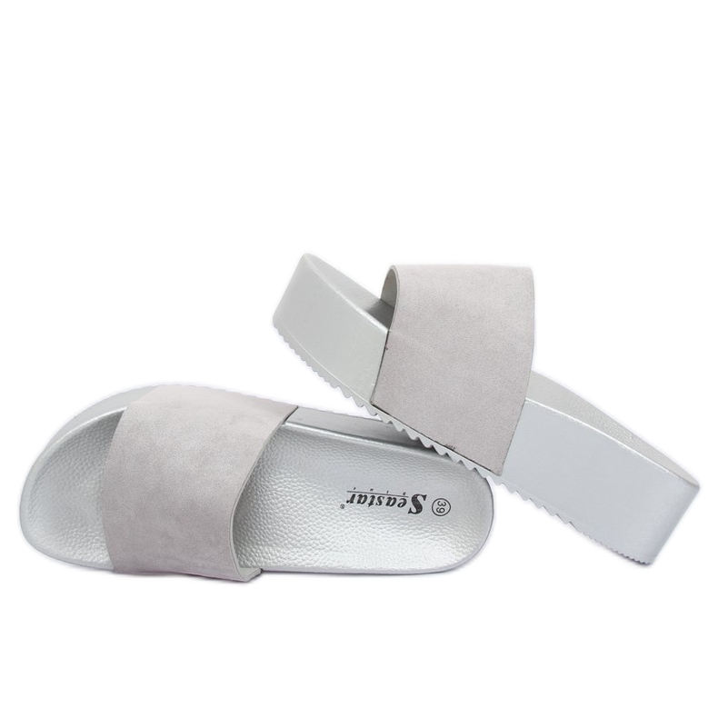 Grå CK76P grå tofflor med hög sula 1