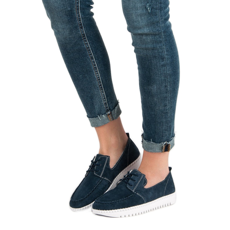 Filippo Snörskor i läder blå marinblå 2