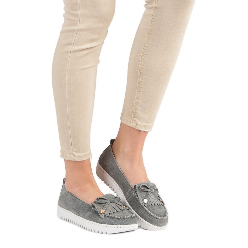 Filippo Trendiga läderloafers grå 1