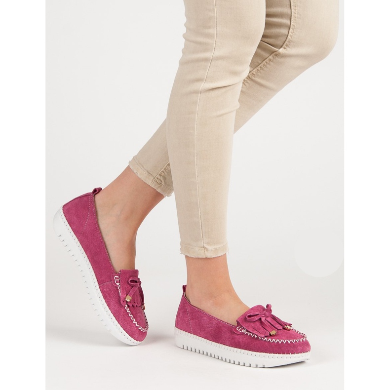 Filippo Trendiga läderloafers rosa 1