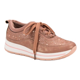 Sportskor med kristaller rosa 1