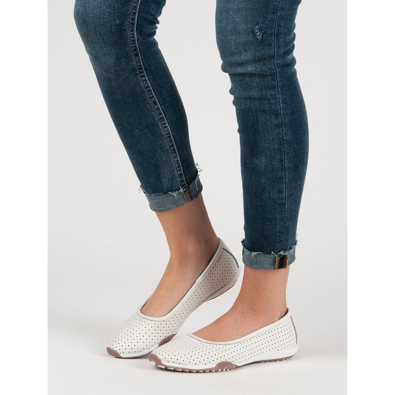 Filippo Openwork läderballerinor vit 1