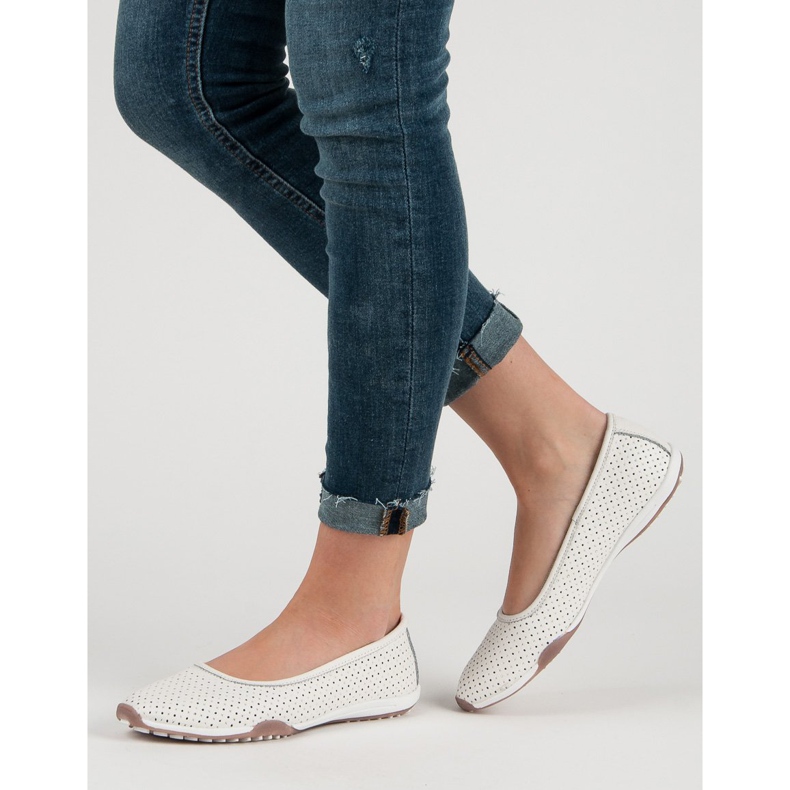 Filippo Openwork läderballerinor vit 2