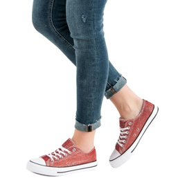 Röda sneakers med glitter mångfärgad 1