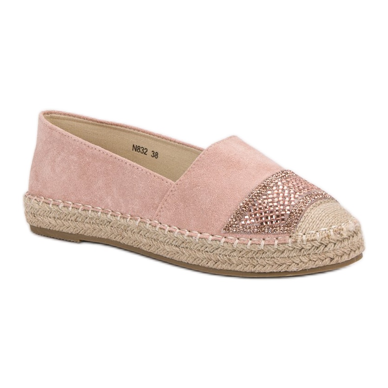 Small Swan Mocka Espadrilles Med Kristaller rosa 1