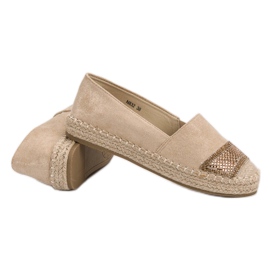 Small Swan Mocka Espadrilles Med Kristaller brun 1