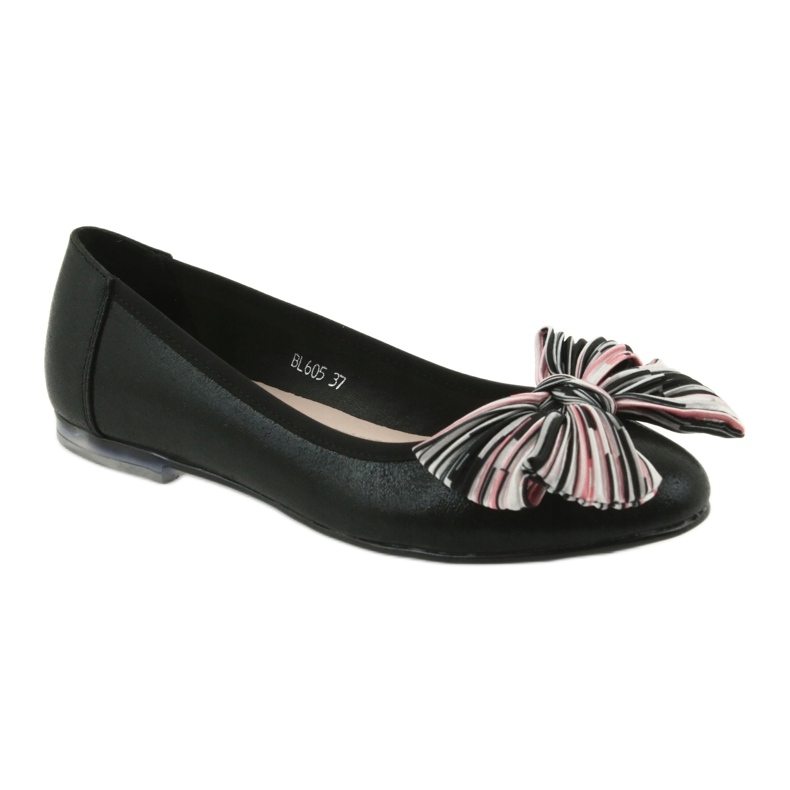 Ballerinas damskor med rosett Sergio Leone BL605 svart 1