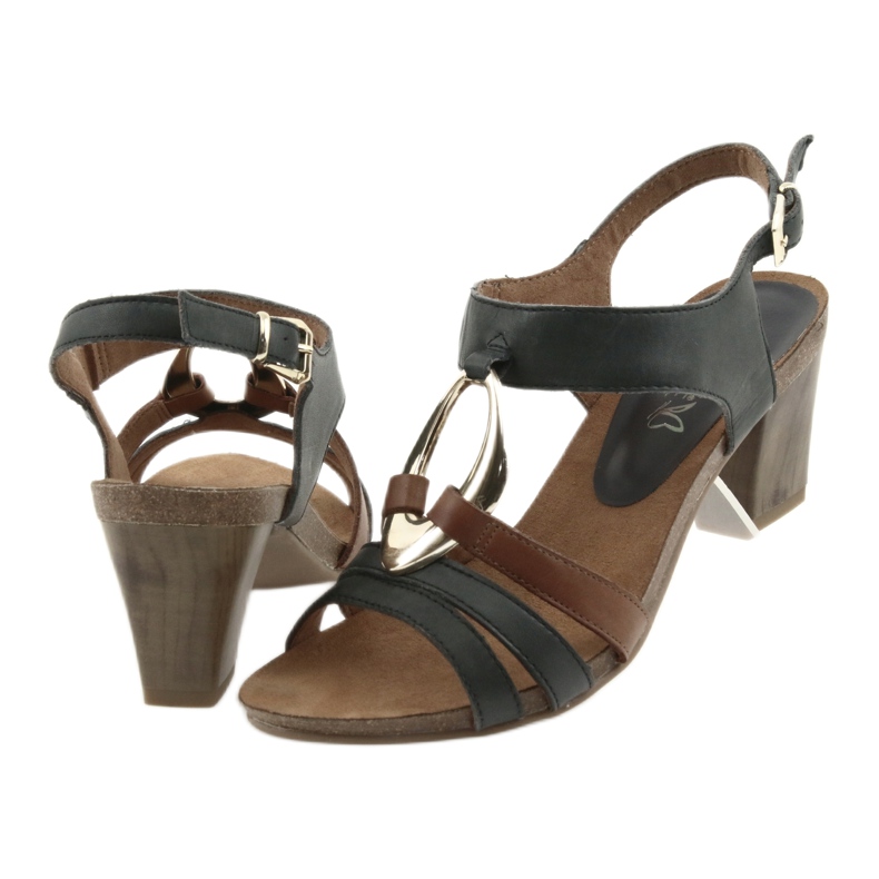 Caprice damsandaler gyllene ovala brun gul marinblå 4