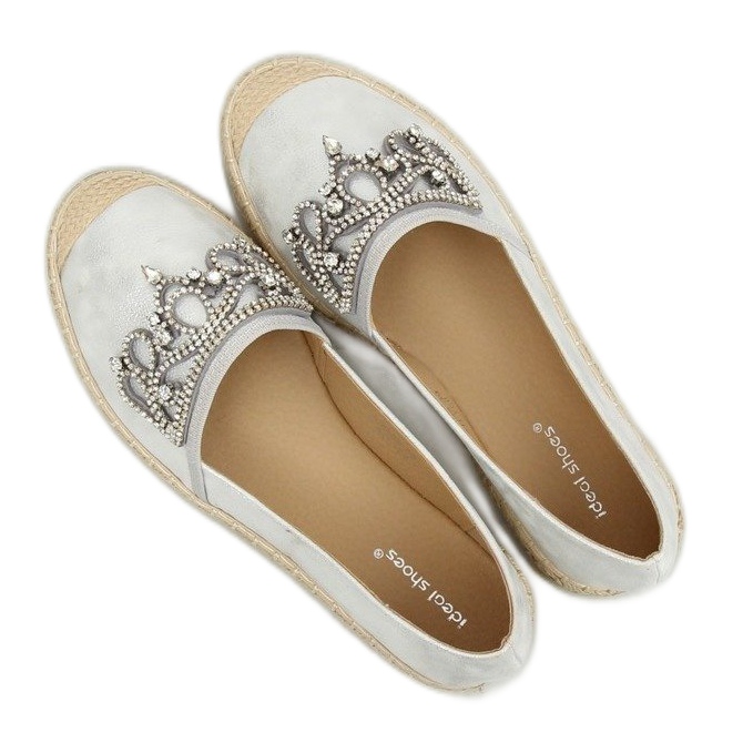 Silver espadriller med krona, H-6558 Silver grå 1