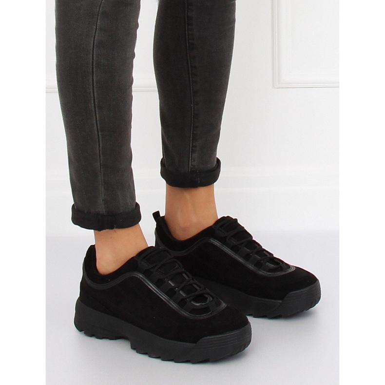 Svart 81016 Sportskor i mocka 1