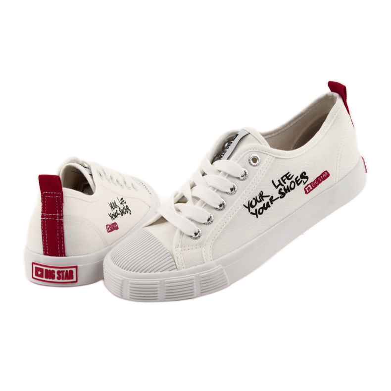 White Big Star 274825 bundna sneakers vit röd 4