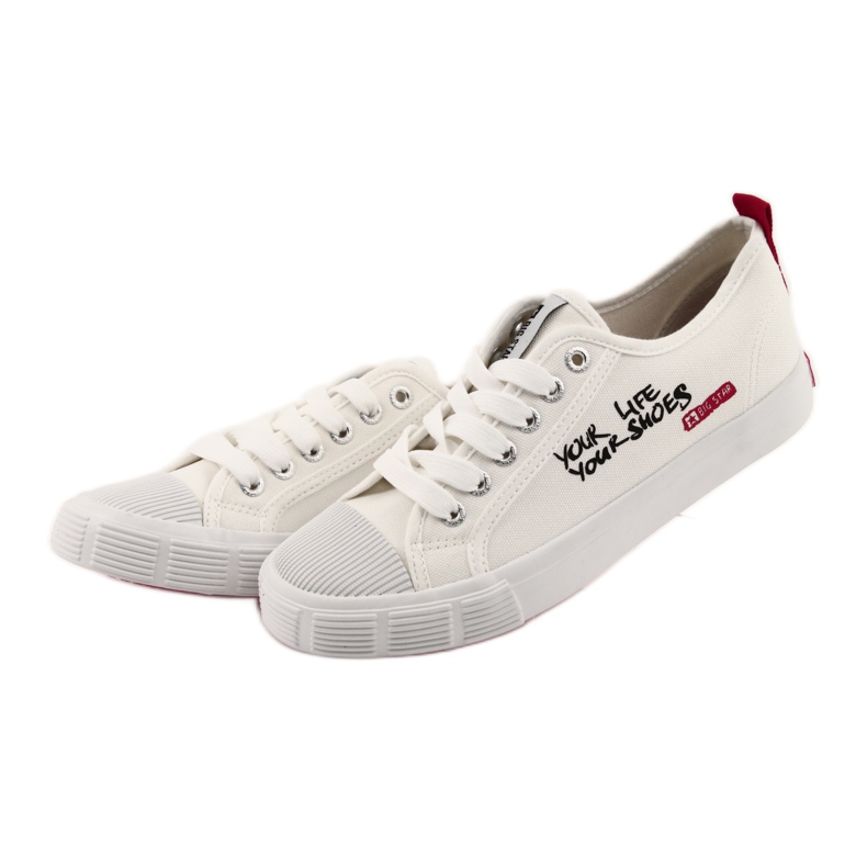 White Big Star 274825 bundna sneakers vit röd 3