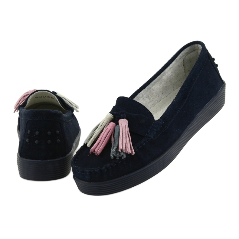 Mocka loafers för kvinnor Filippo 661 marinblå 4