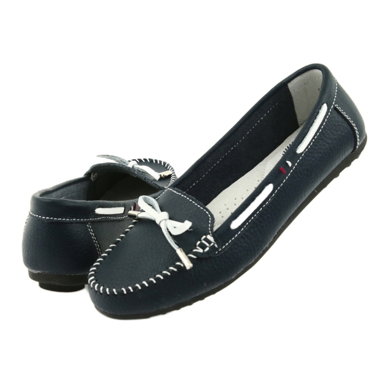 Läderloafers för kvinnor Filippo 141 marinblå vit 4