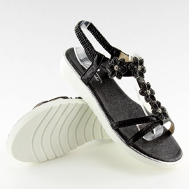 Bekväma sandaler med blommor svart 127-58 Black II-GAT 2