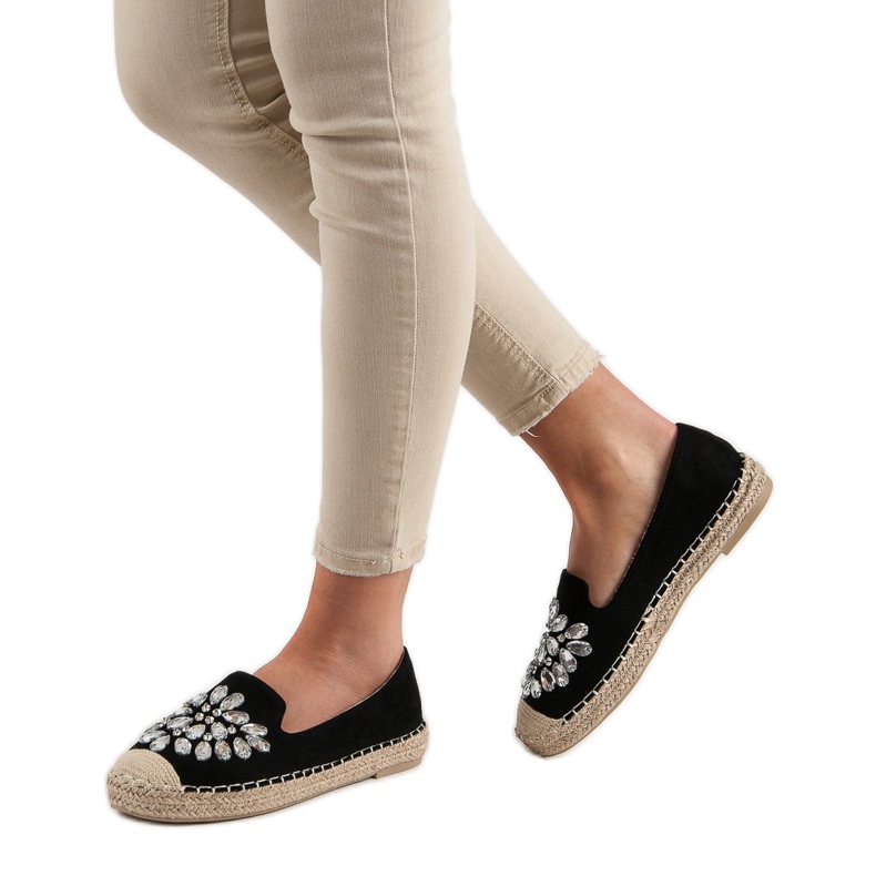 Small Swan Mocka Espadrilles Med Ornamenter svart 2