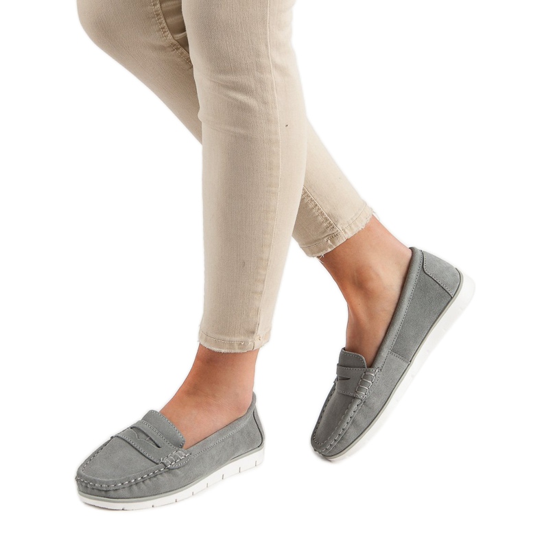 VINCEZA loafers i läder grå 2