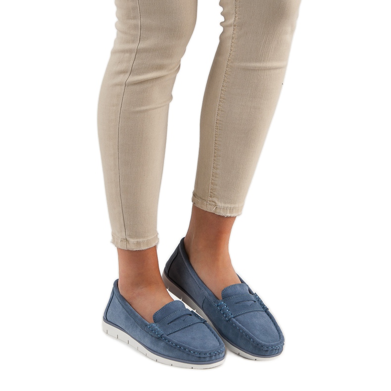 VINCEZA loafers i läder blå 1