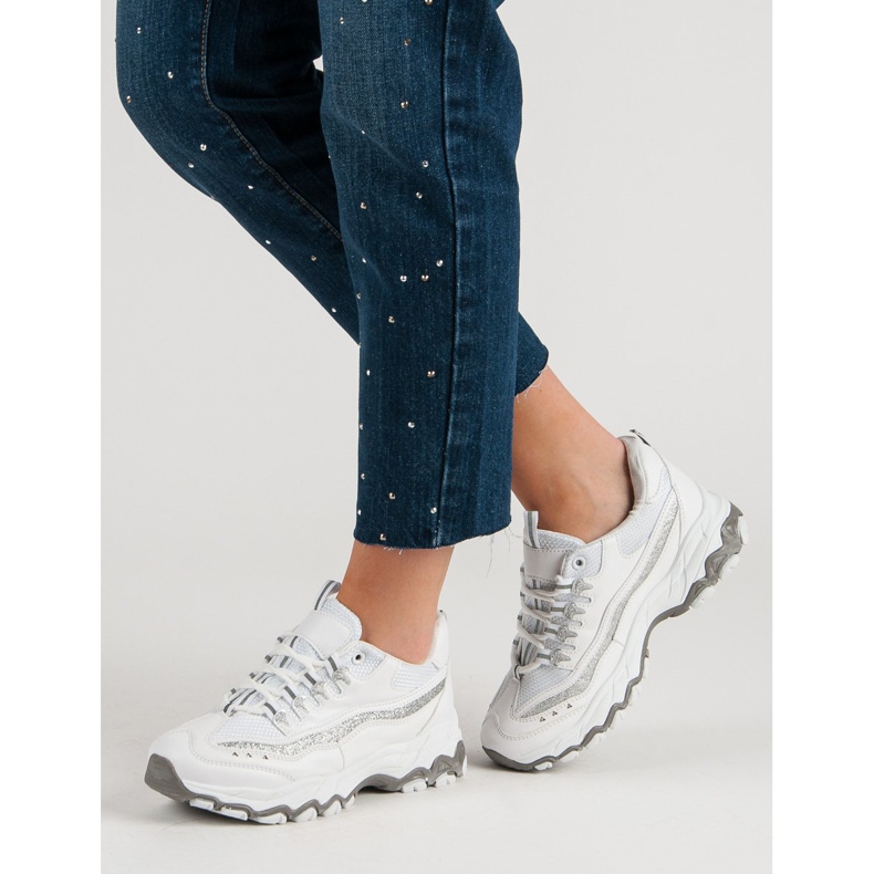 Sneakers med glitter vit 1