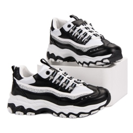 Sneakers med glitter vit svart 2