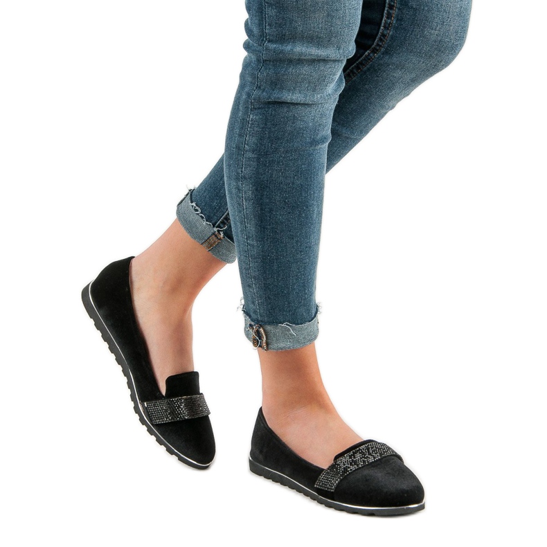 Velour ballerinor svart 1