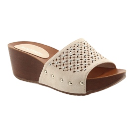 M.Daszyński Beige tofflor Daszyński SA144-6 med cubic zirconia 1