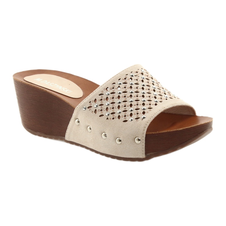 M.Daszyński Beige tofflor Daszyński SA144-6 med cubic zirconia 1