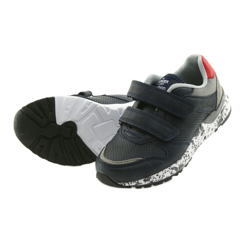 American Club sportskor, läderinsats BS11 05 grå röd marinblå 5