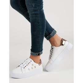 Filippo Läder sportskor med blommor vit 2