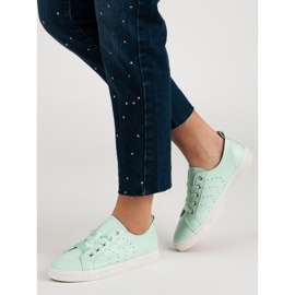 Kylie Mint sneakers bundna med ett band grön 1