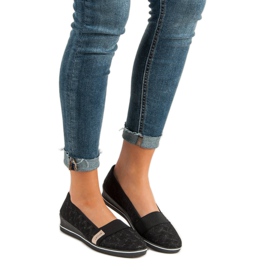 VINCEZA ballerinor i textil svart 1