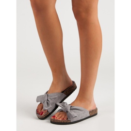 VINCEZA tofflor med rosett grå 1