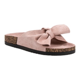 VINCEZA tofflor med rosett rosa 1