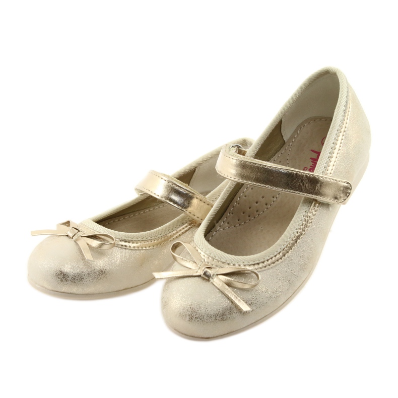 Ballerinas pumpar med en American Club GC18 rosett brun gul 3