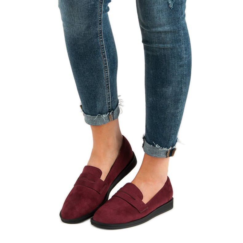 Best Shoes Burgundy Casual Loafers röd 1