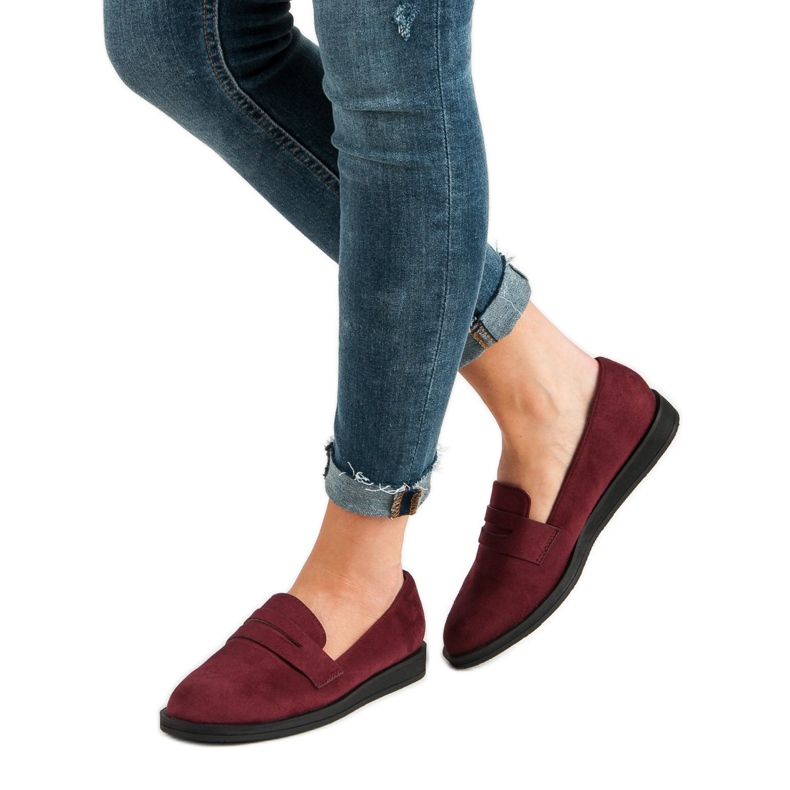Best Shoes Burgundy Casual Loafers röd 2