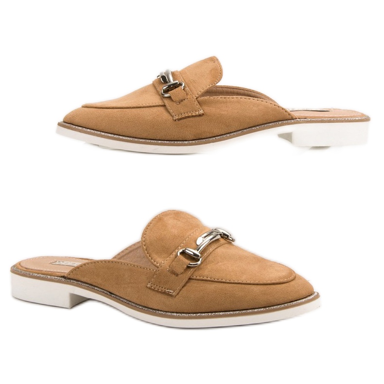 Eleganta tofflor för kvinnor brun 1