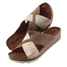 KOMFORT INBLU GX006 tofflor i brun / guld beige gyllene 5