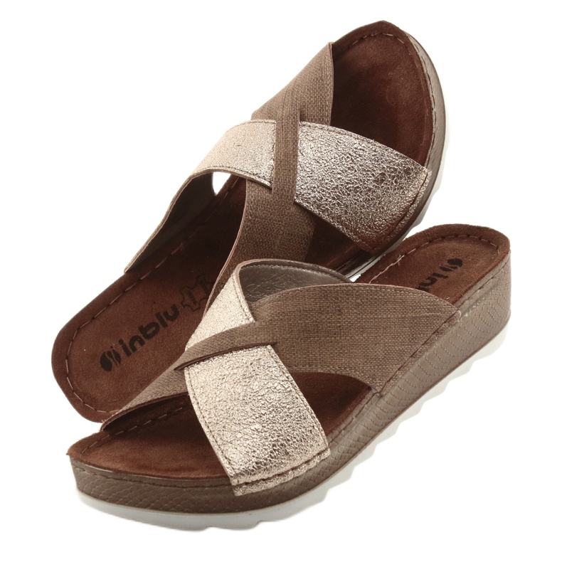 KOMFORT INBLU GX006 tofflor i brun / guld beige gyllene 5