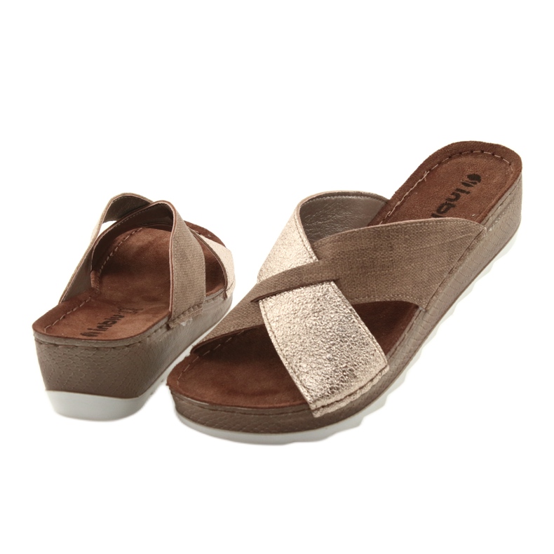 KOMFORT INBLU GX006 tofflor i brun / guld beige gyllene 4