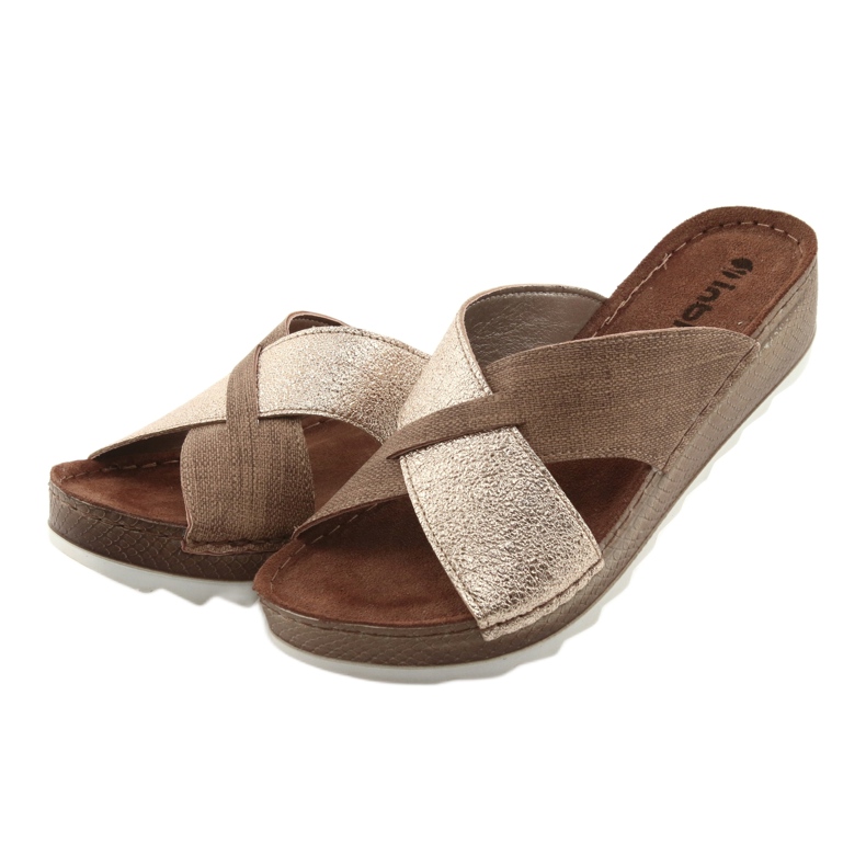 KOMFORT INBLU GX006 tofflor i brun / guld beige gyllene 3