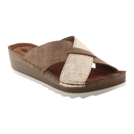 KOMFORT INBLU GX006 tofflor i brun / guld beige gyllene 1