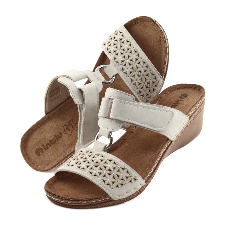 Inblu NA03 beige paljetter kardborreband tofflor 5