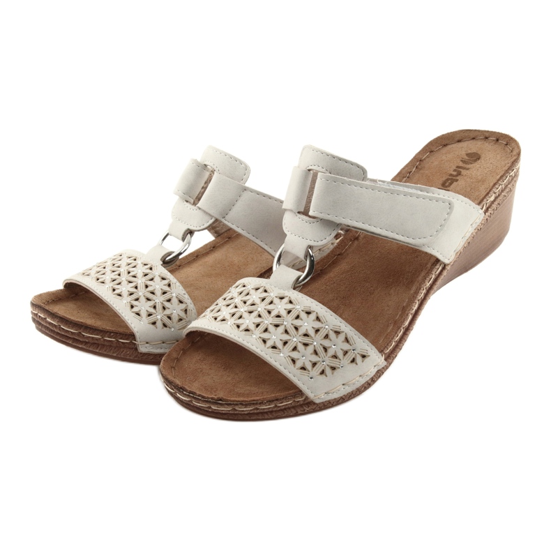 Inblu NA03 beige paljetter kardborreband tofflor 3